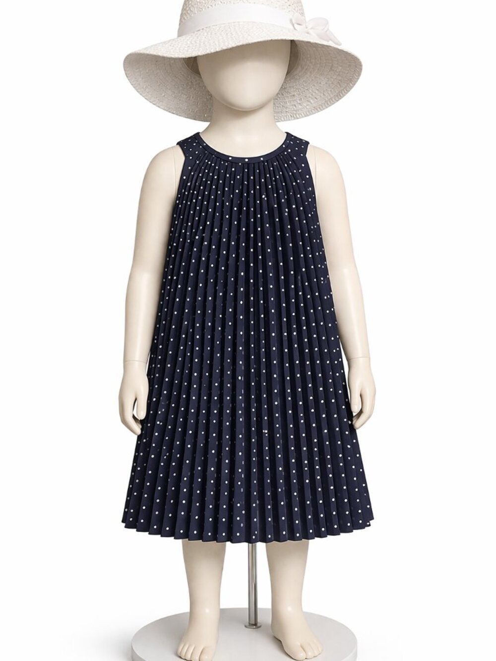 Blueberi Boulevard Navy and White Polka Dot Dress. 6 x .